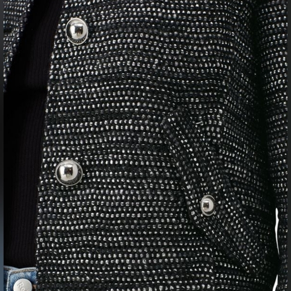 IRO Shakes Wool Blend Tweed Jacket Women's Medium / US 6 Black w/ Silver Buttons - Picture 9 of 9